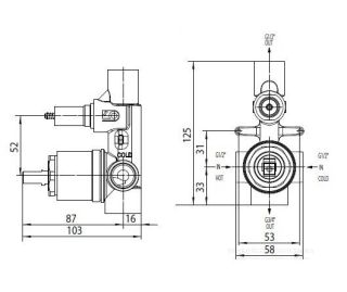 Скрытая часть механического смесителя Bossini Z00005